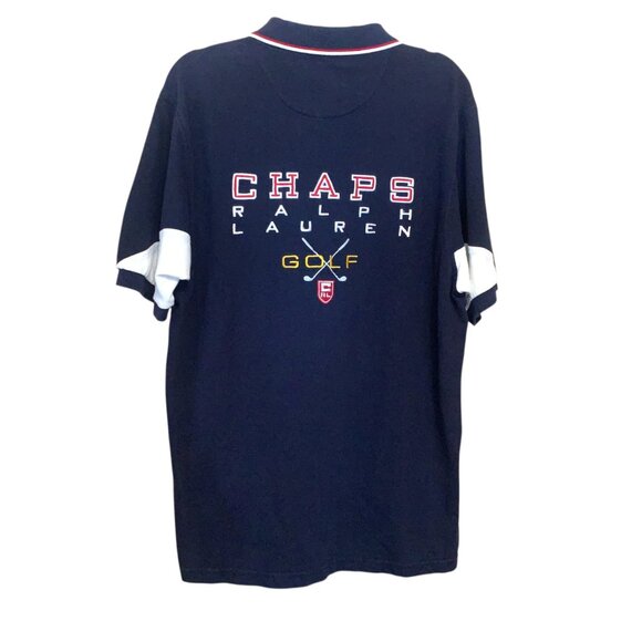 VTG Ralph Lauren Chaps Golf Polo Blocked Colors Large Spell Out on Back Preppy - Picture 4 of 9